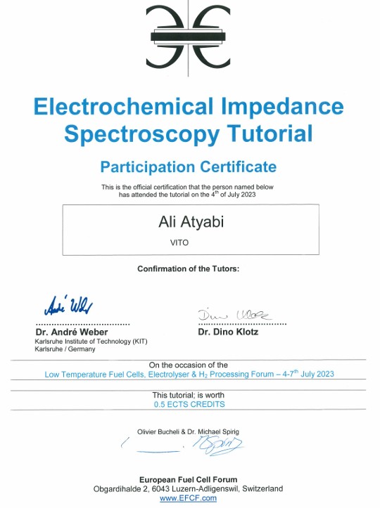 Electrochemical Impedance Spectroscopy Tutorial Certificate