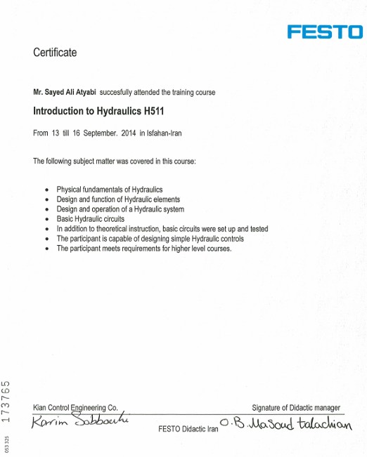 Introduction to Hydraulics Certificate